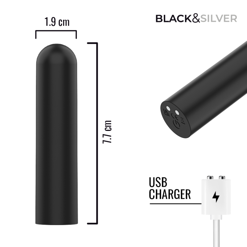 Balle Vibrante Rechargeable USB Jacob Noire 7,7 cm - Black & Silver