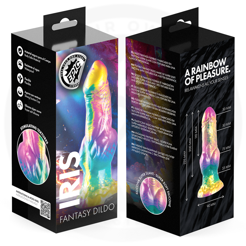 Gode Dildo Iris Arc-en-Ciel avec Testicules 22,5 cm - Epic