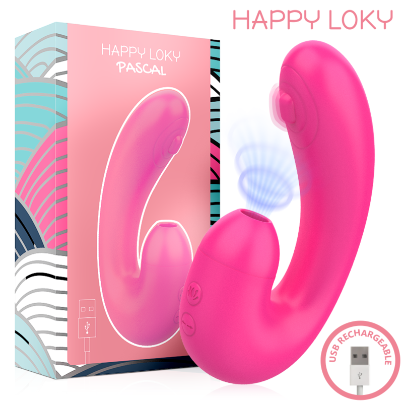 Stimulateur Point G Double Succion Pulsation Rose - Happy Loky