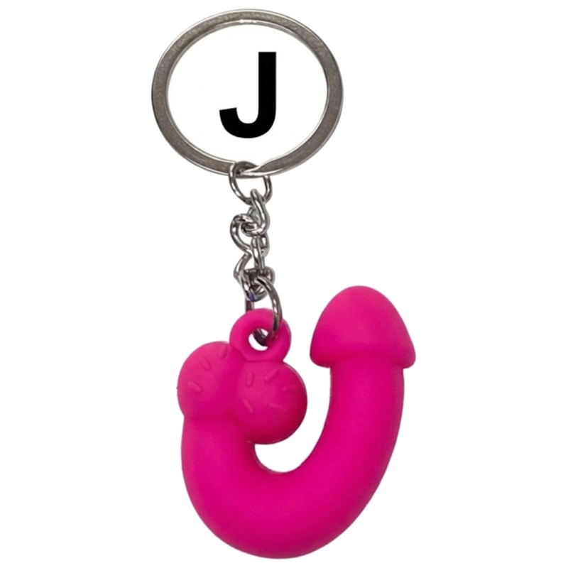 Porte-clés Pénis Lettre J Fuchsia Parfumé Fraise - Diablo Picante