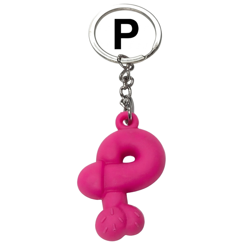 Porte-clés Pénis Fuchsia Parfumé à la Fraise Lettre P - Diablo Picante