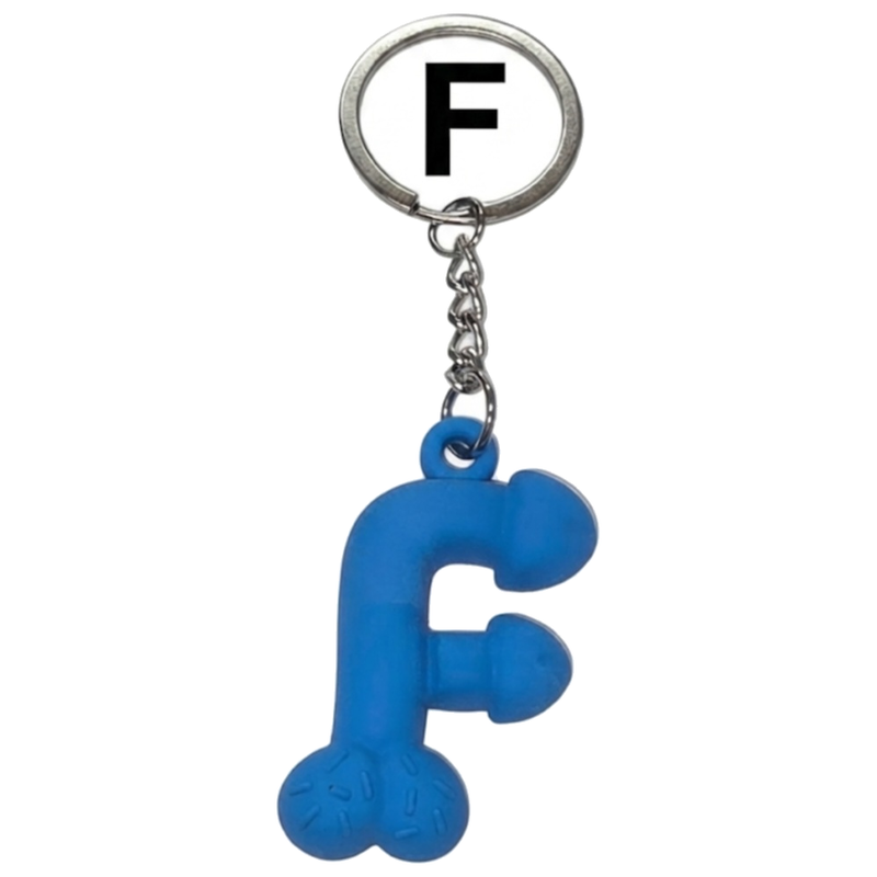 Porte-clés Pénis Lettre F Bleu Parfumé Vanille - Diablo Picante