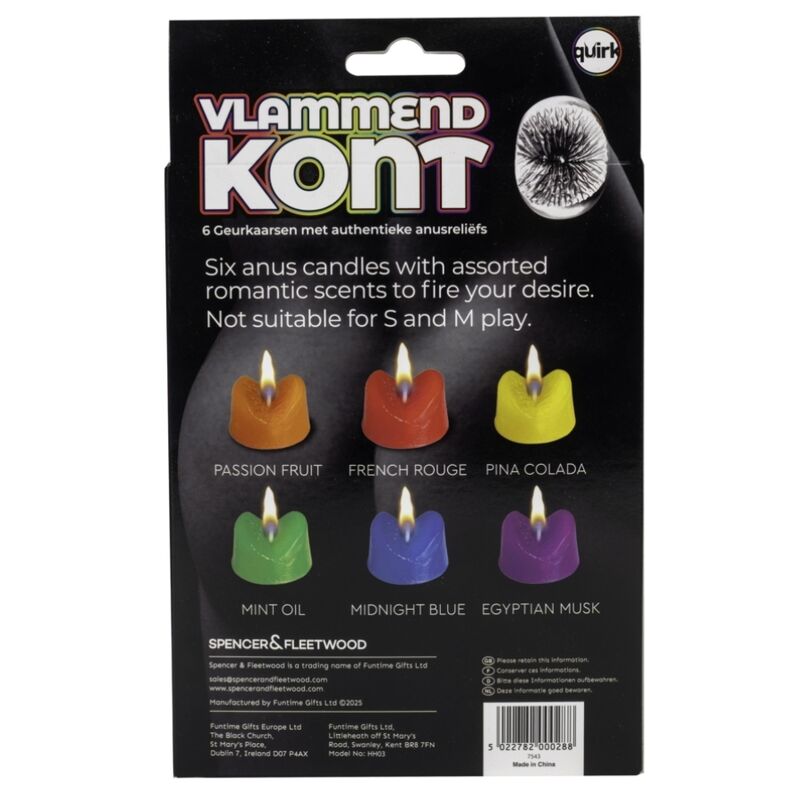 SPENCER &amp; FLEETWOOD - BLAZING BOOTY ANUS CANDLES BOUGIES DE FÊTE FANTAISIE EN FORME D'ANUS