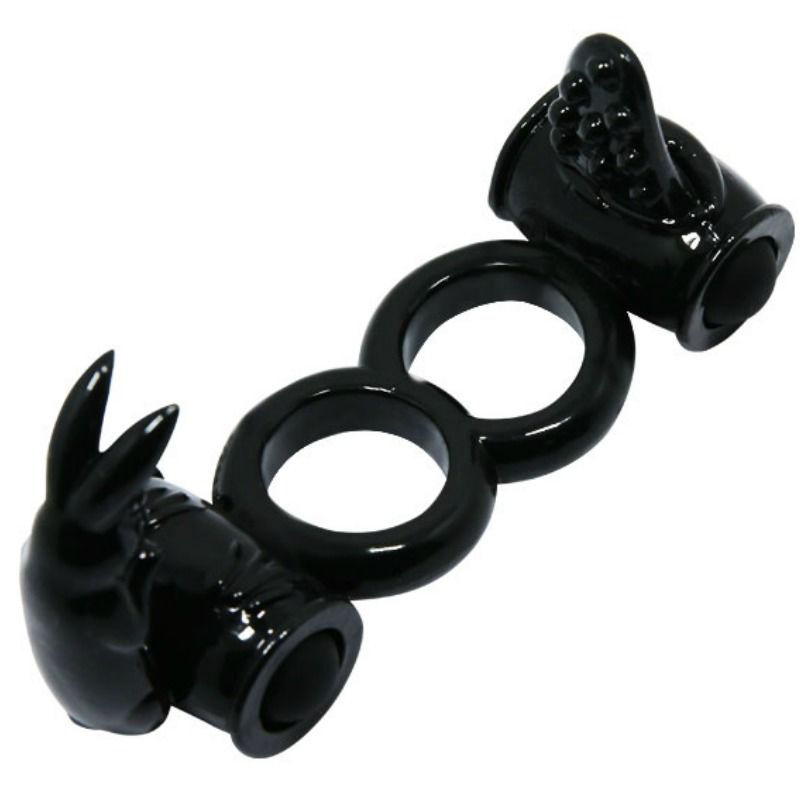 Baile - Double Anneau Pénien Vibrant Sweet Ring - Noir