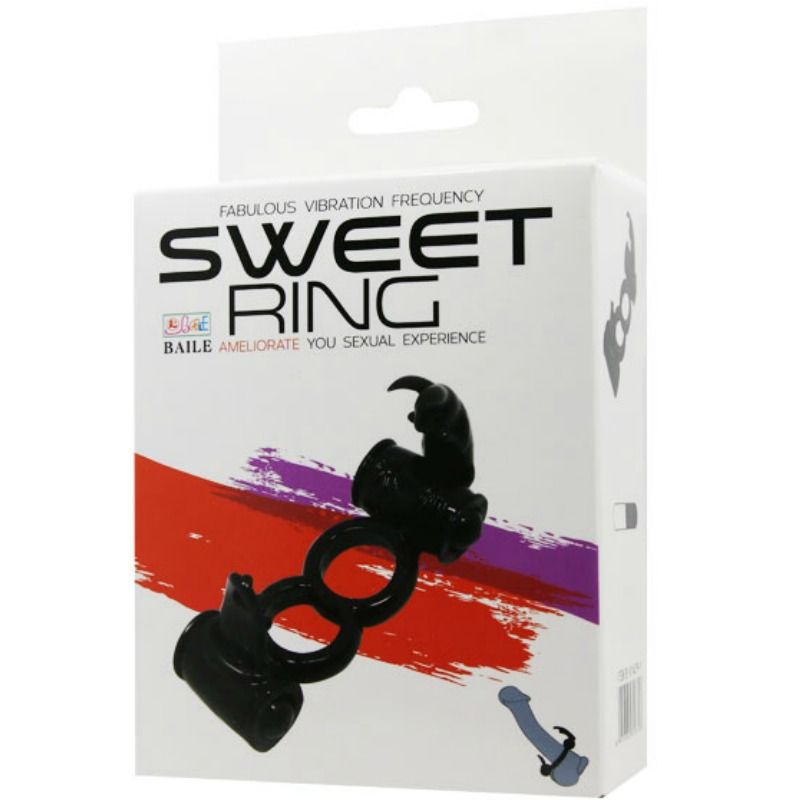 Baile - Double Anneau Pénien Vibrant Sweet Ring - Noir