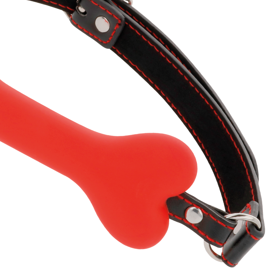 Darkness - bâillon en silicone à os rouge